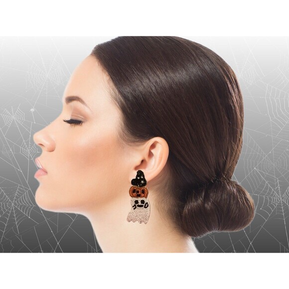 🎃HALLOWEEN BUNDLE Dashing Diva Gloss Gel Nail Strips & Pumpkin/Ghost Earrings - Picture 3 of 5
